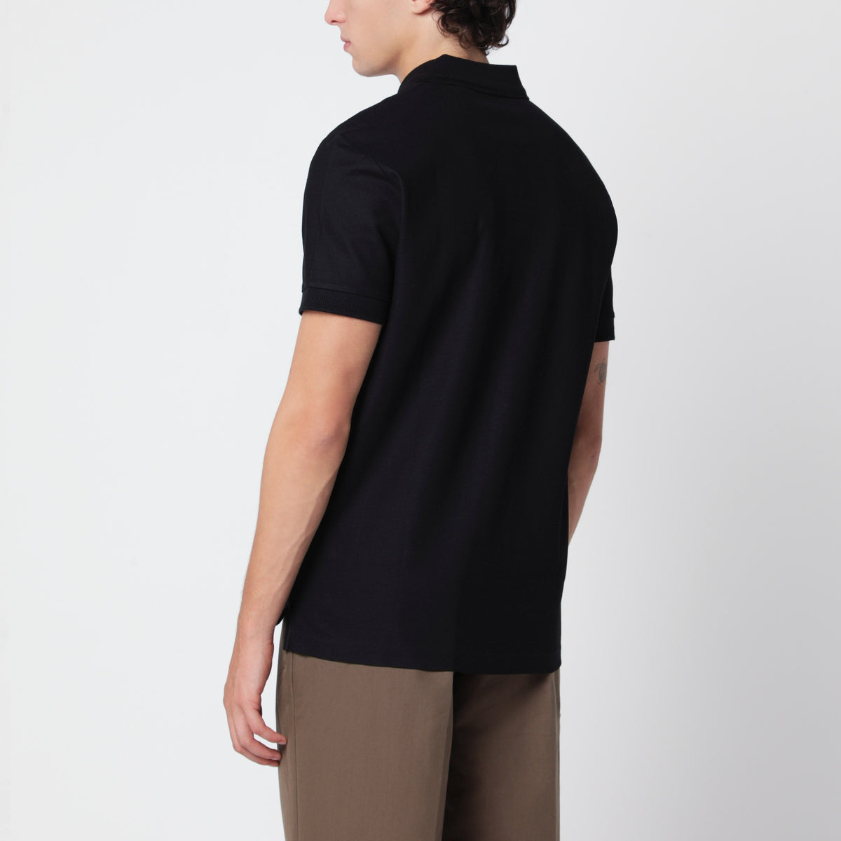 Polo slim noir en coton piqué