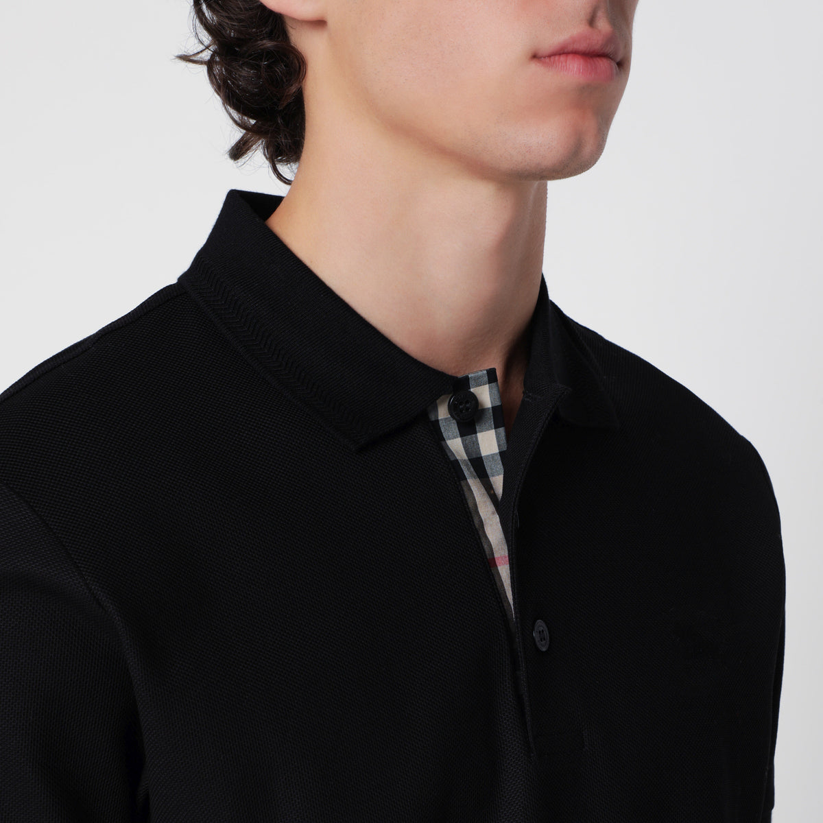 Polo slim noir en coton piqué