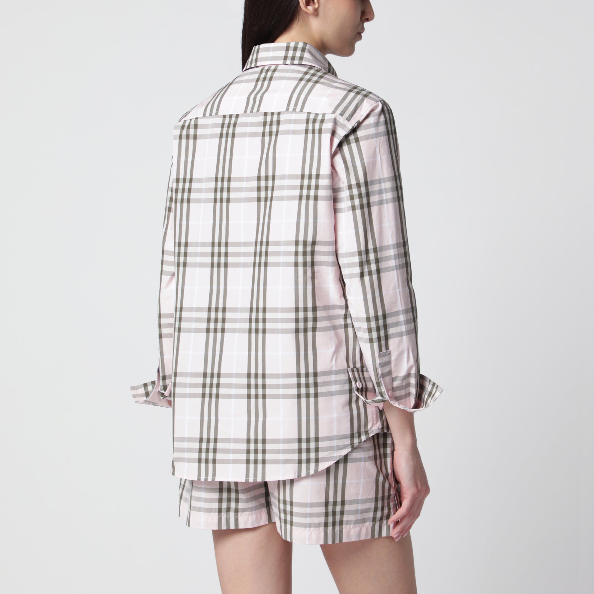 Rosa Hemd mit Check-Muster aus Baumwolle