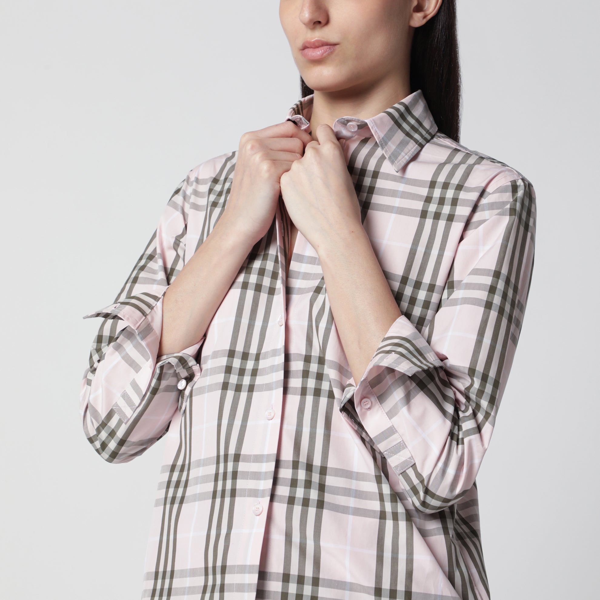 Rosa Hemd mit Check-Muster aus Baumwolle