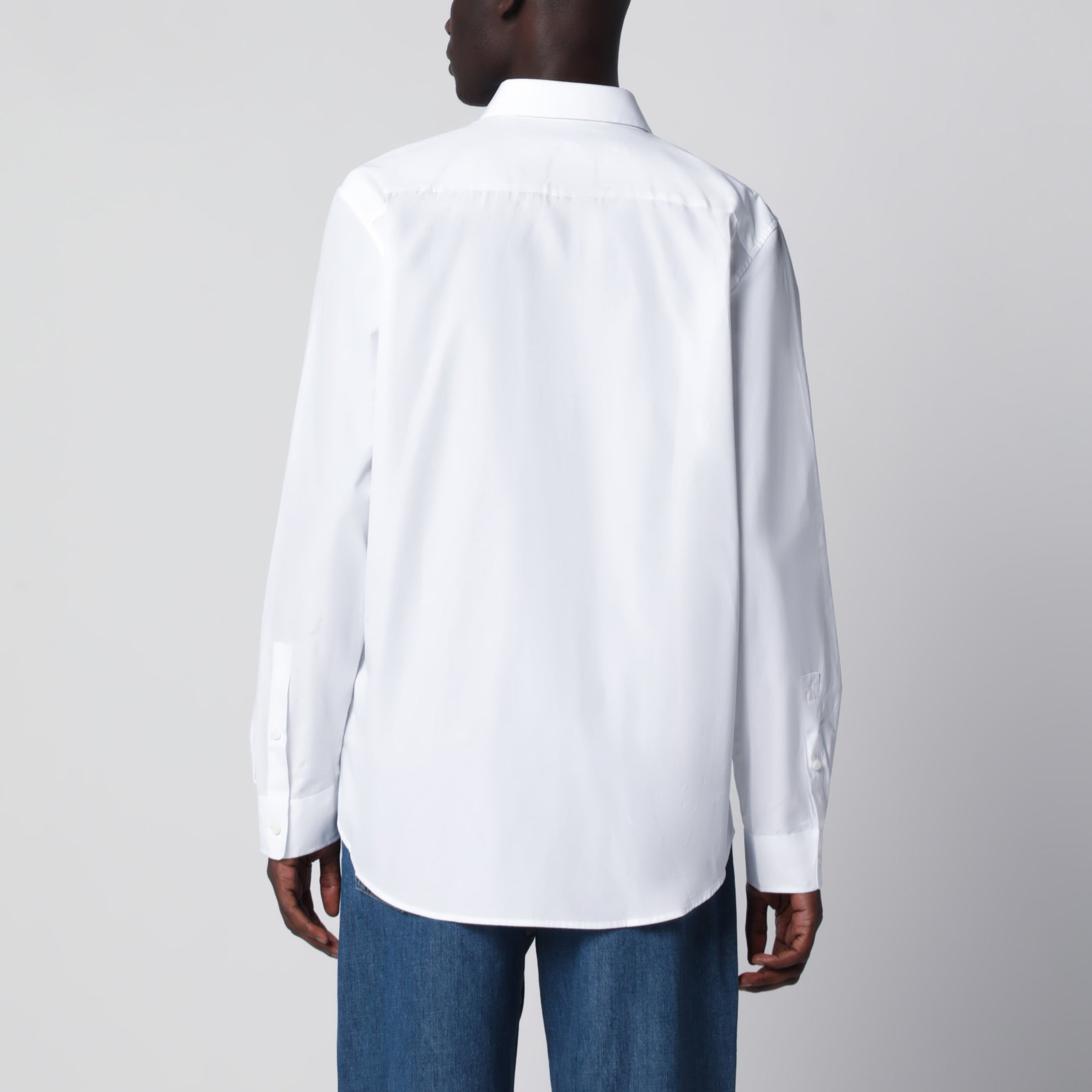 Camicia classica in popeline di cotone bianco ottico