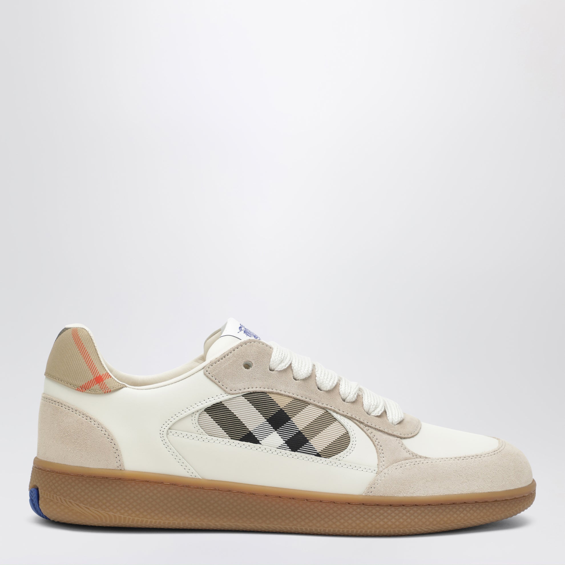 Terrace leather and suede sneakers with beige check