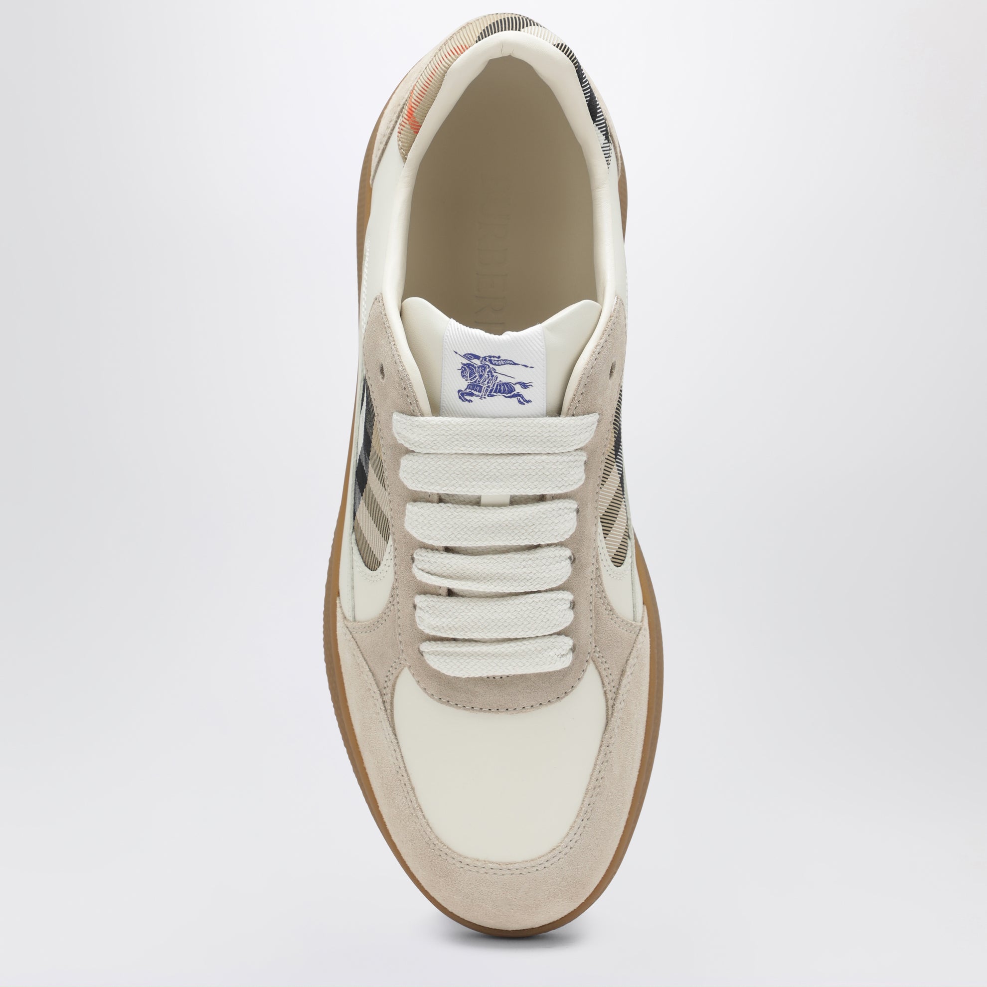 Terrace leather and suede sneakers with beige check