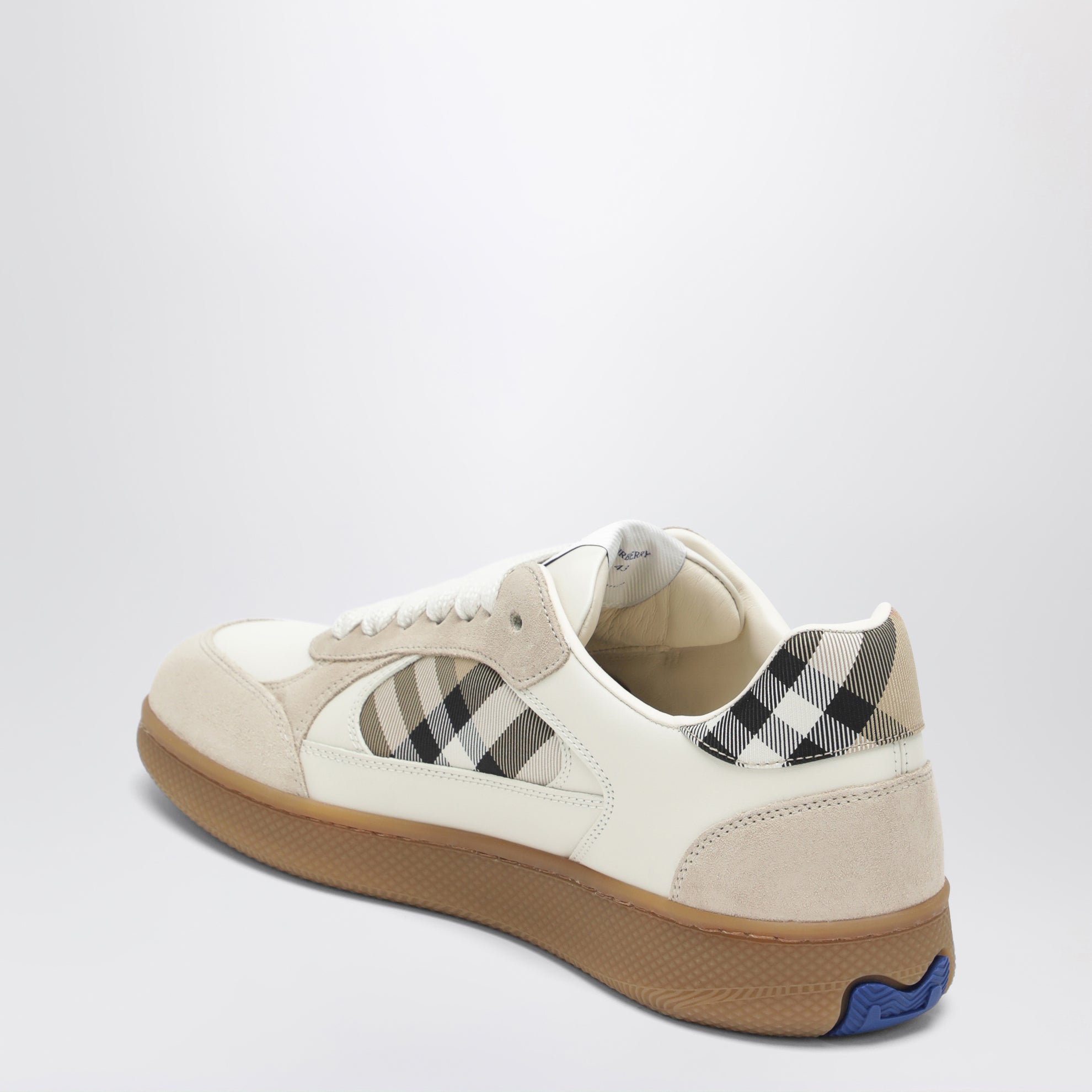 Terrace leather and suede sneakers with beige check