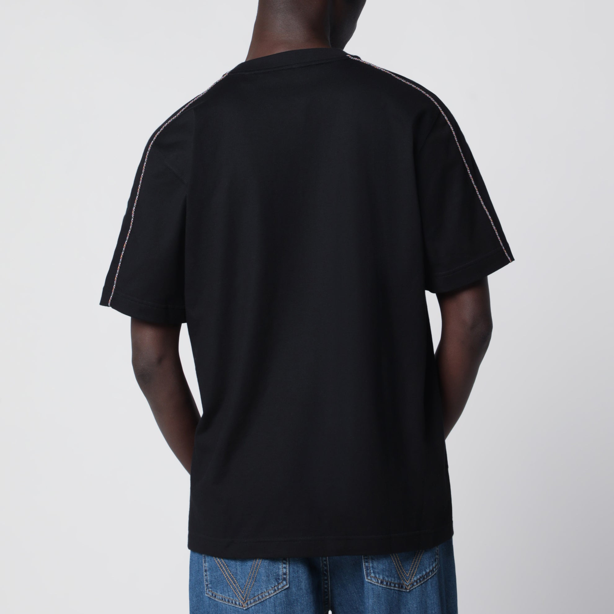 T-shirt in cotone con profili Check nera