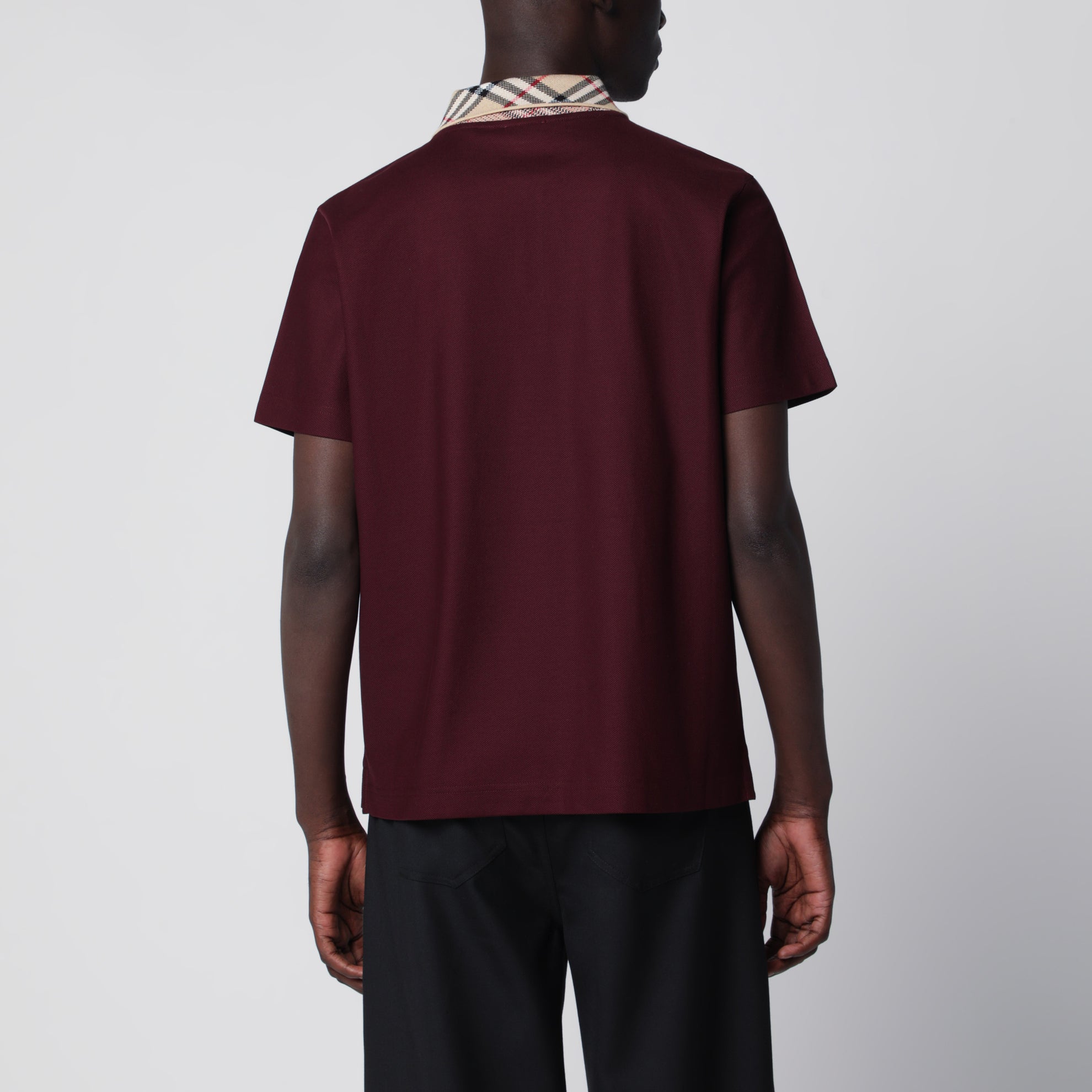 Polo en piqué de coton avec col Check rouge