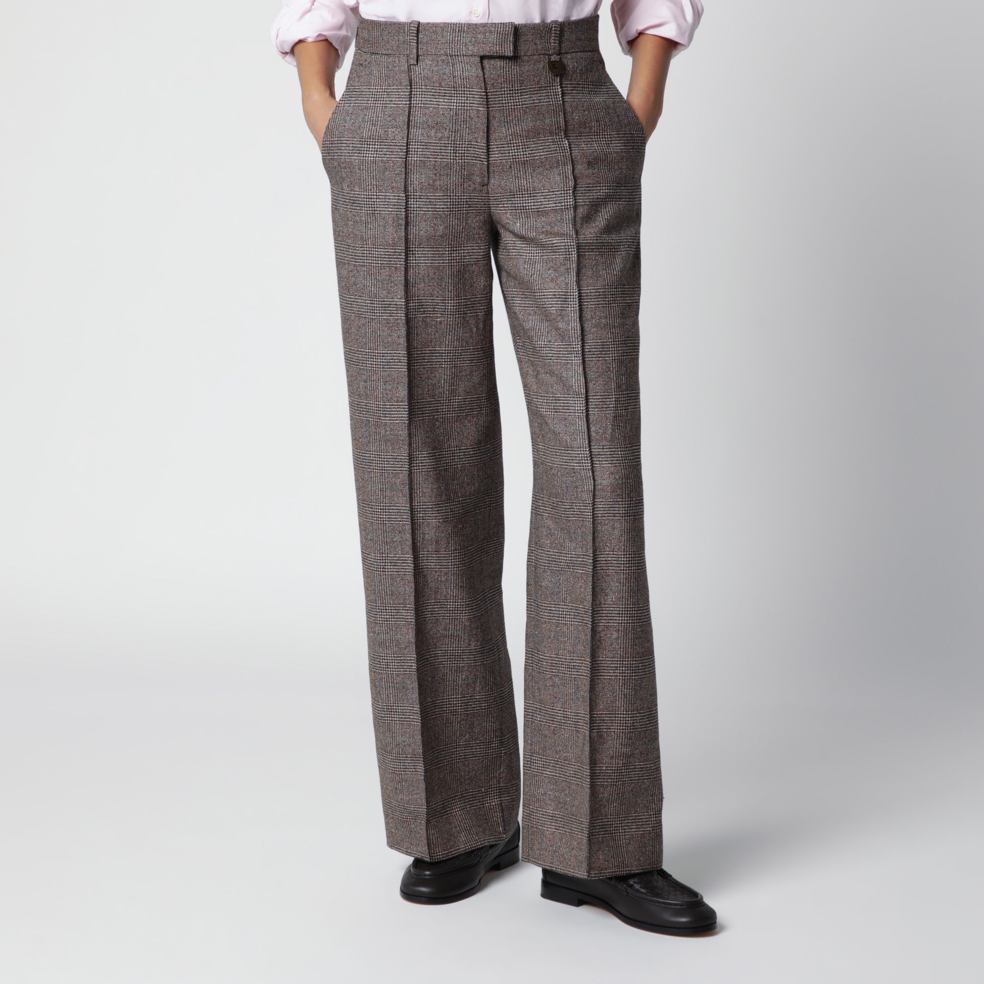 Prince of Wales Wool-Blend Trousers