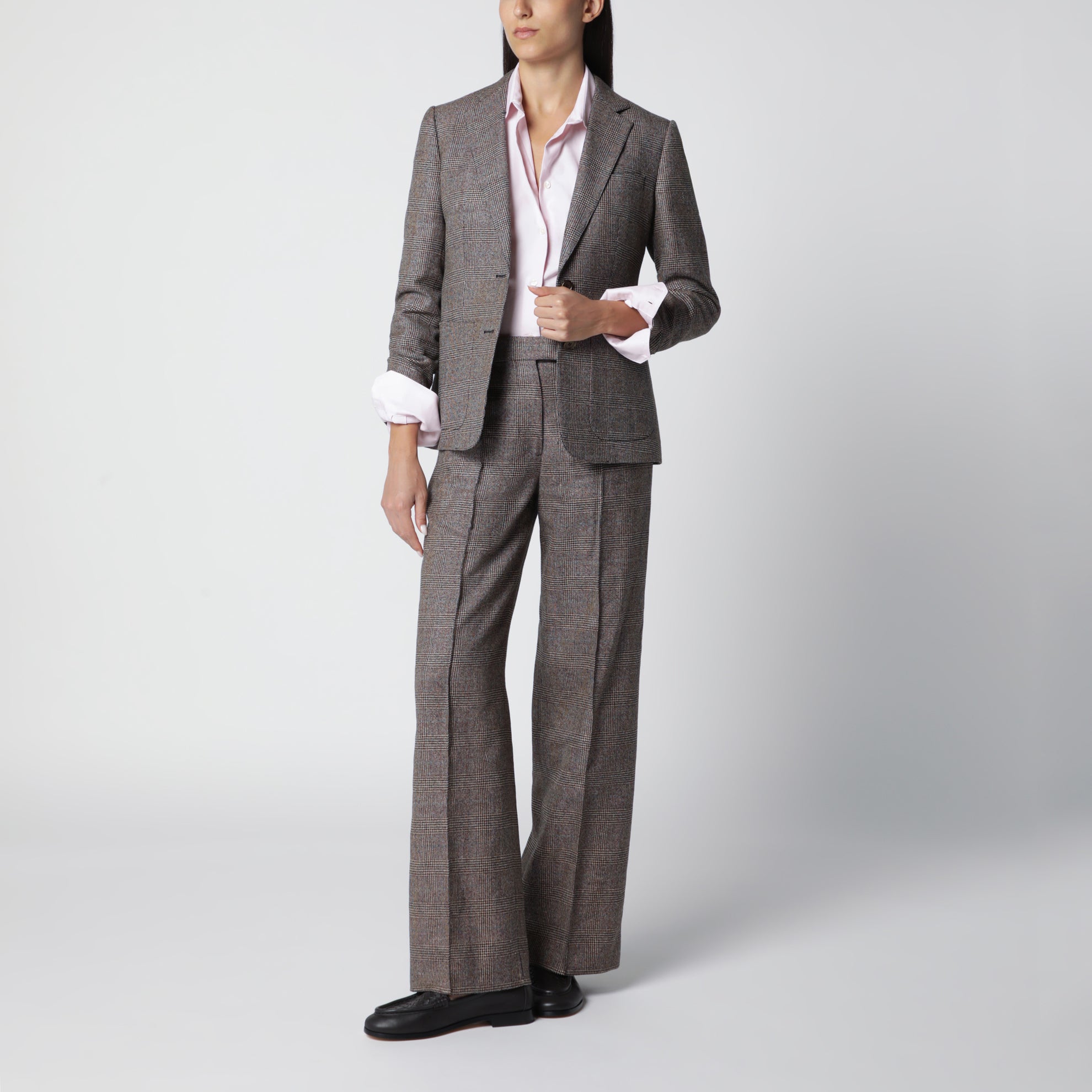 Prince of Wales Wool-Blend Trousers