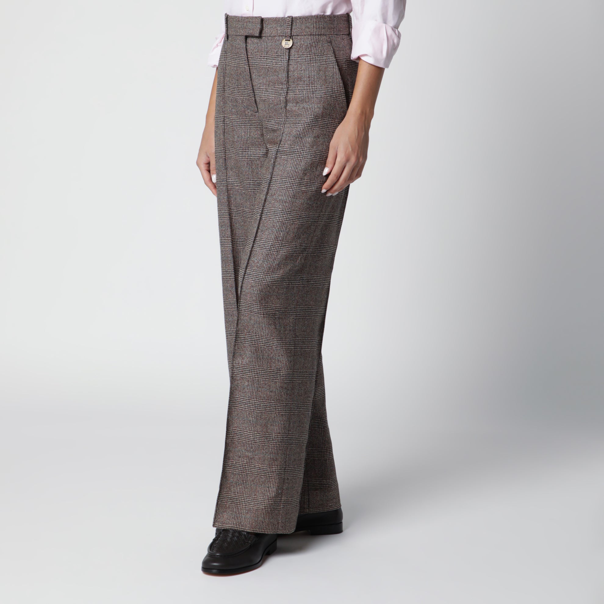 Prince of Wales Wool-Blend Trousers