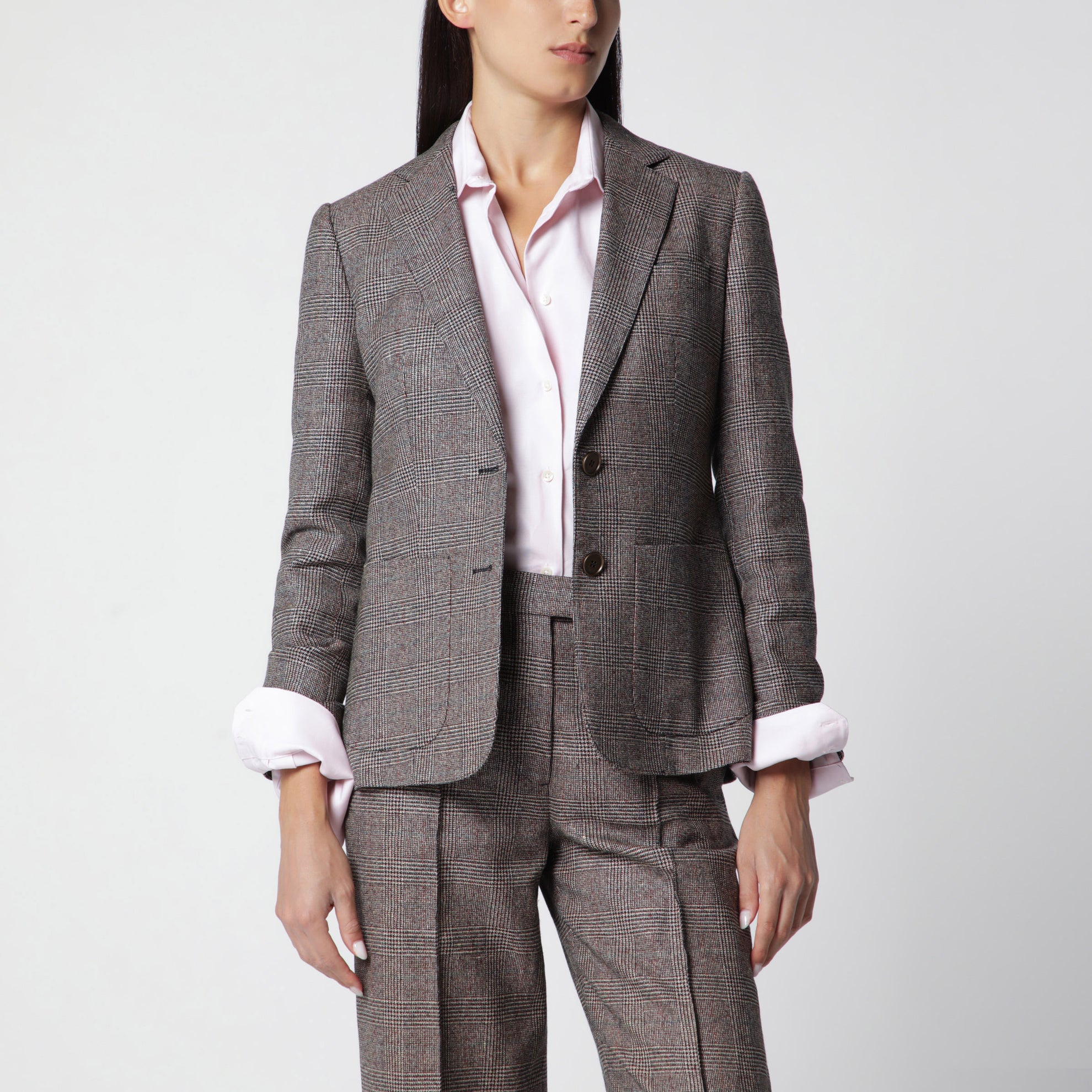 Prince of Wales Wool-Blend Single-Breasted Jacket