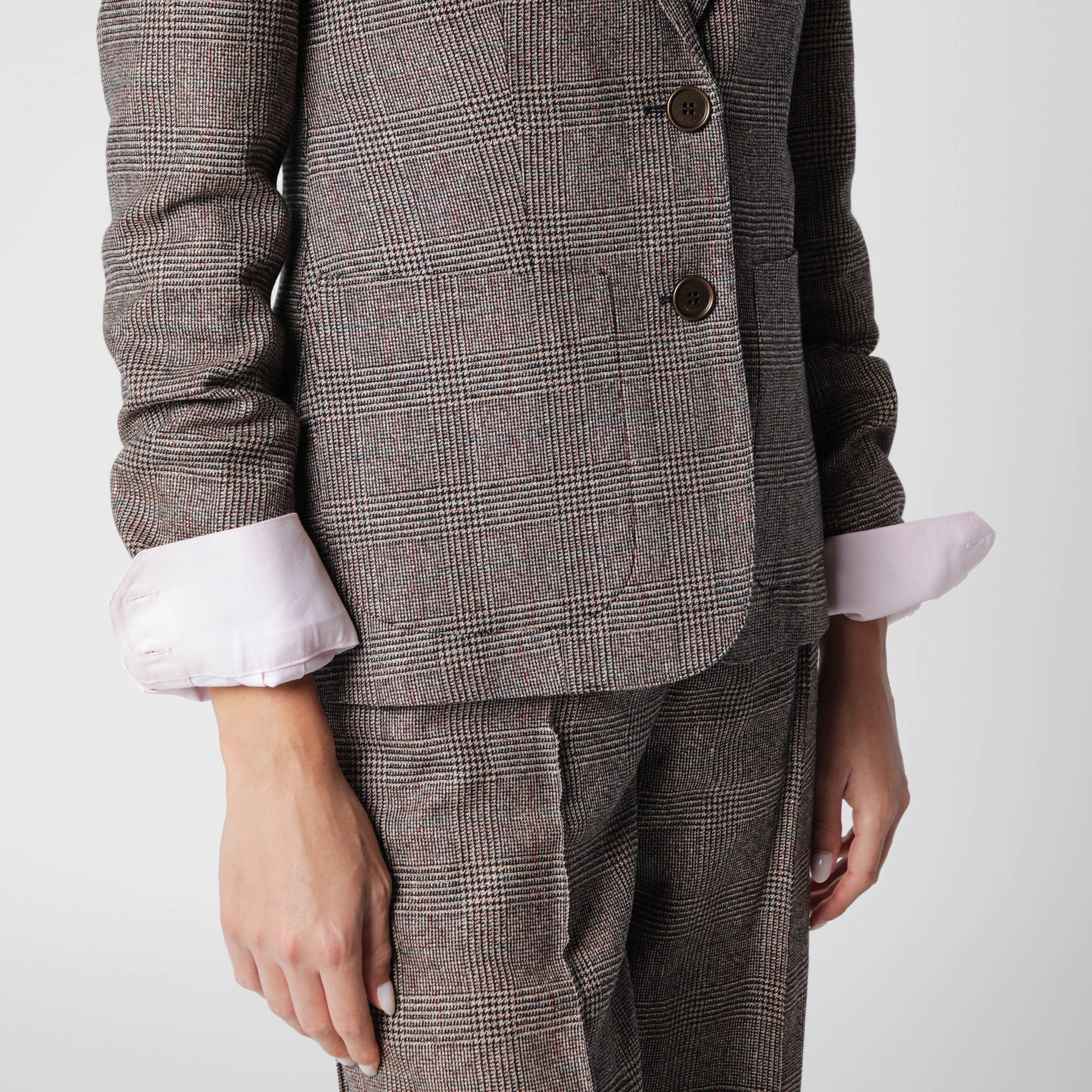 Prince of Wales Wool-Blend Single-Breasted Jacket