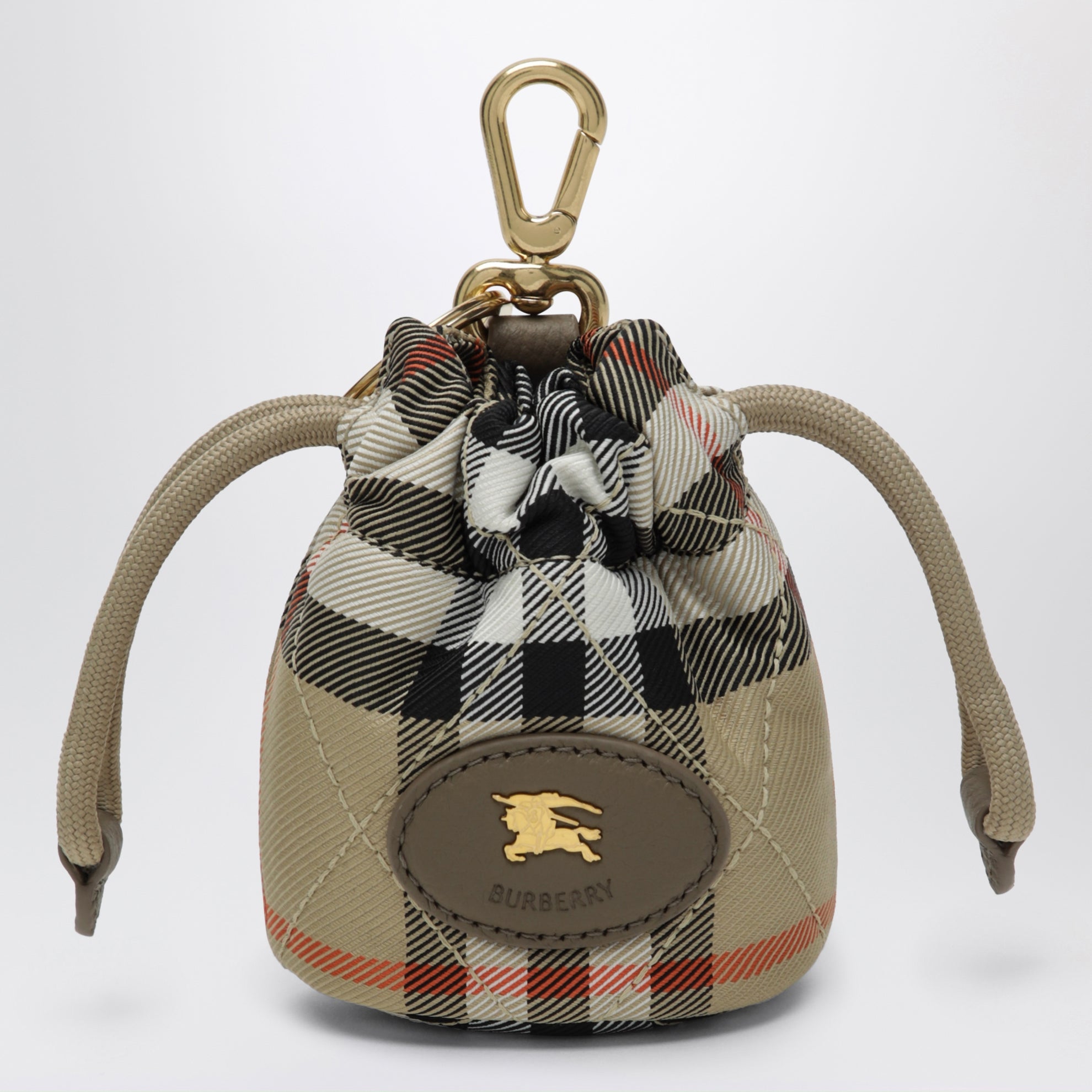 Horseshoe Bag Charm in Sand Check