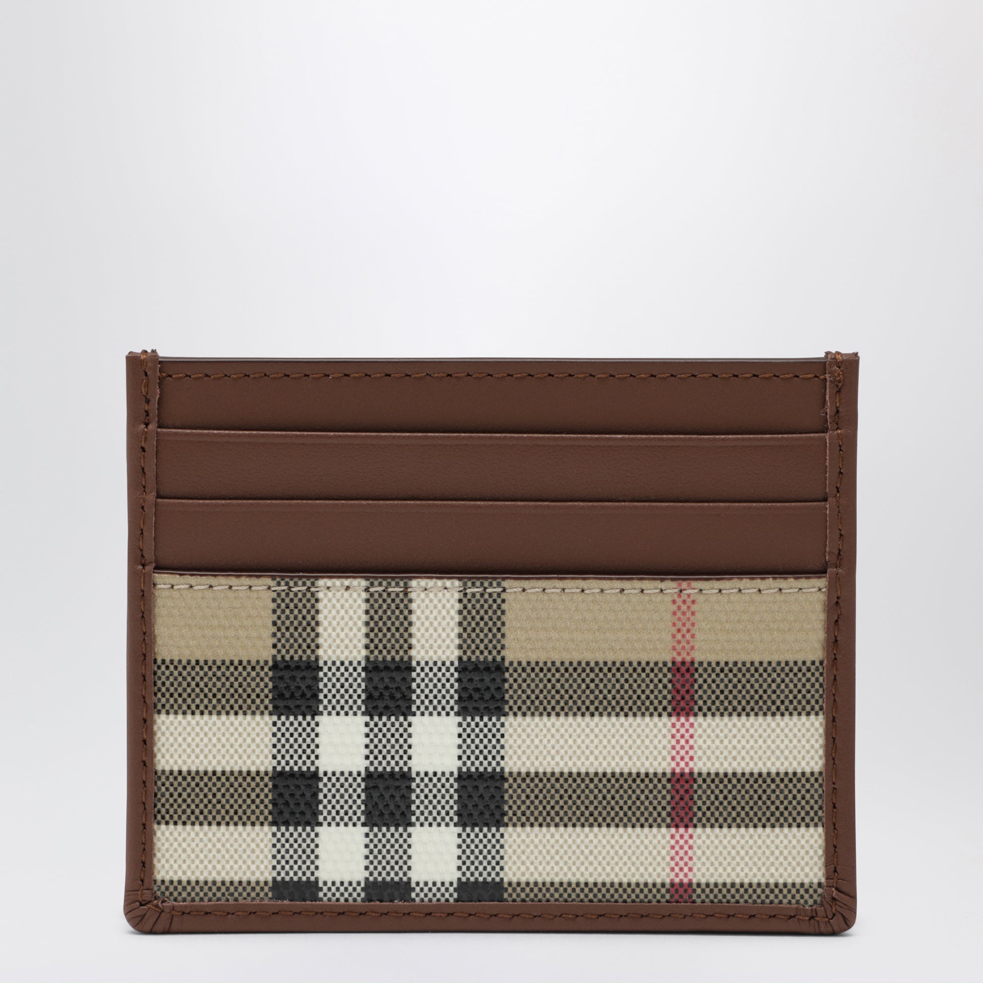 Portacarte Check in cotone beige archivio