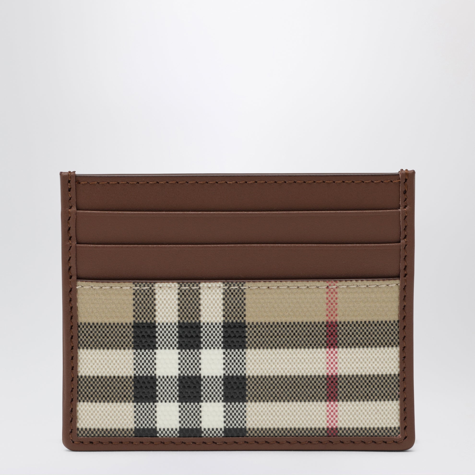 Portacarte Check in cotone beige archivio