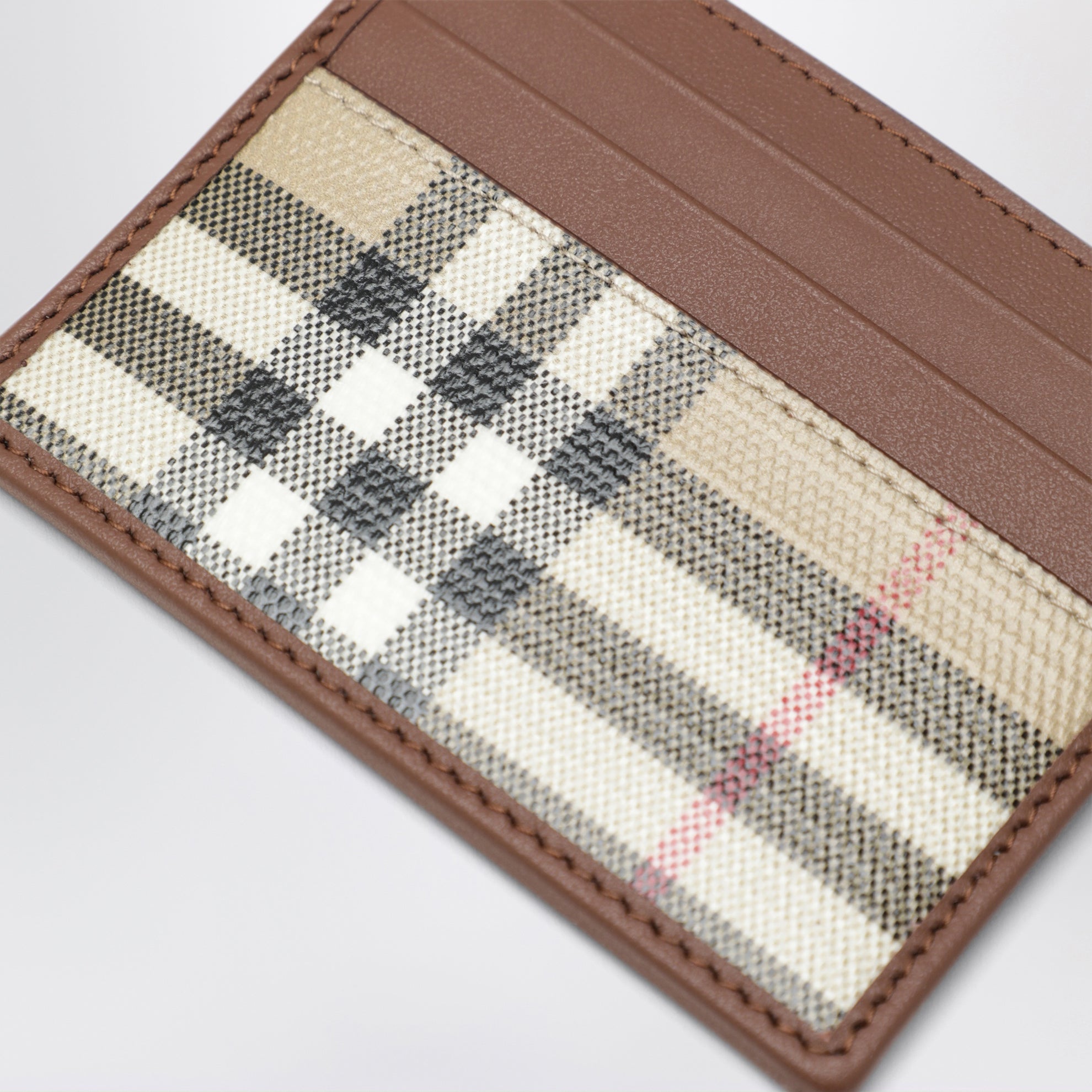 Portacarte Check in cotone beige archivio