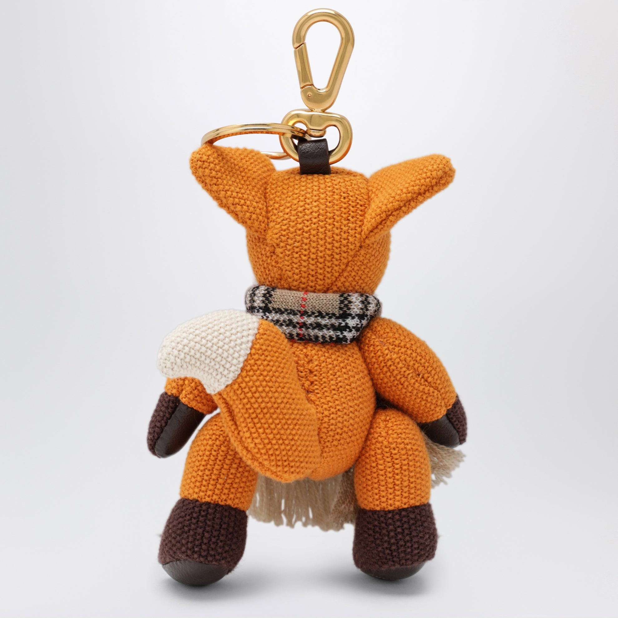 Orange fox charm in knitted cotton