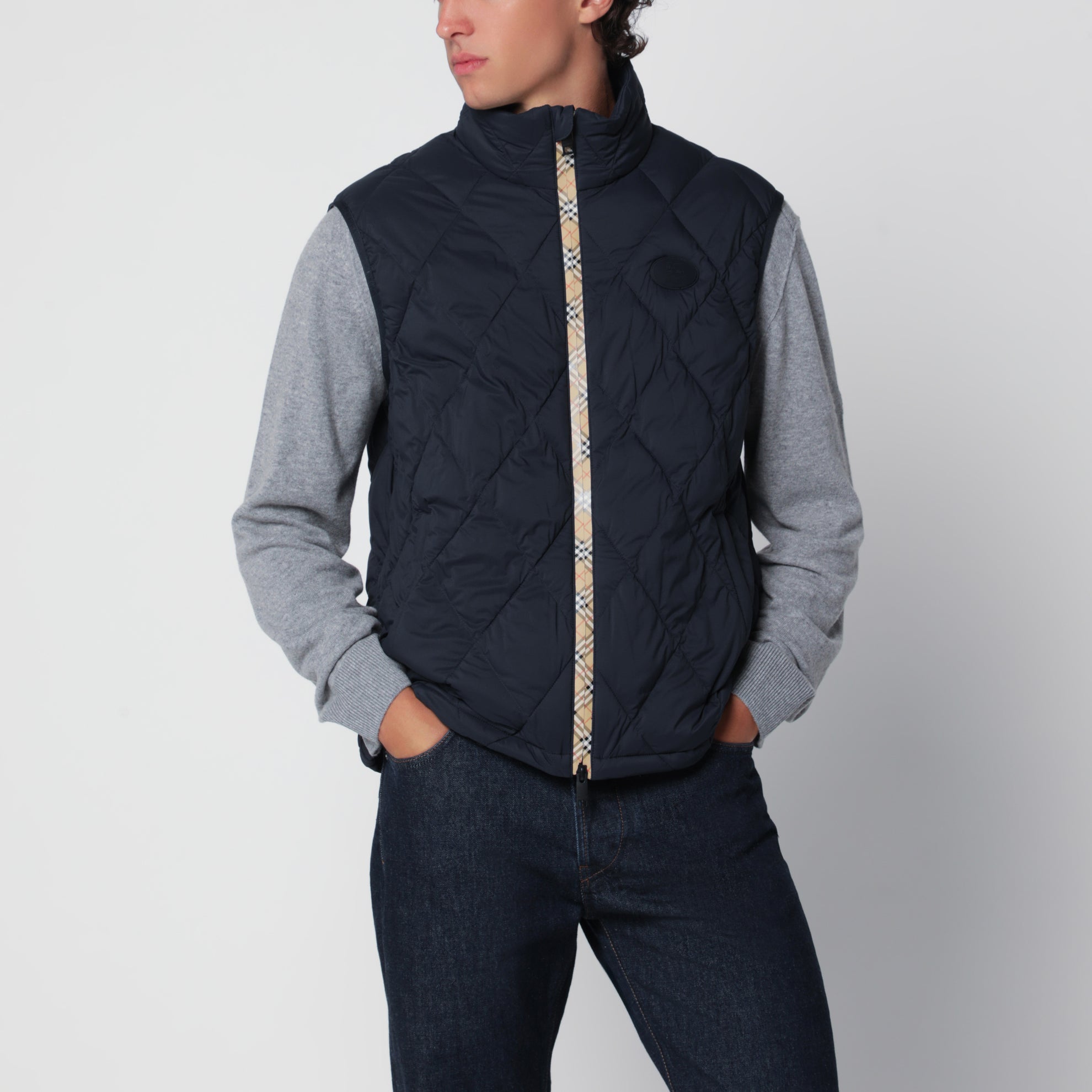 Gilet Acresford navy in nylon trapuntato