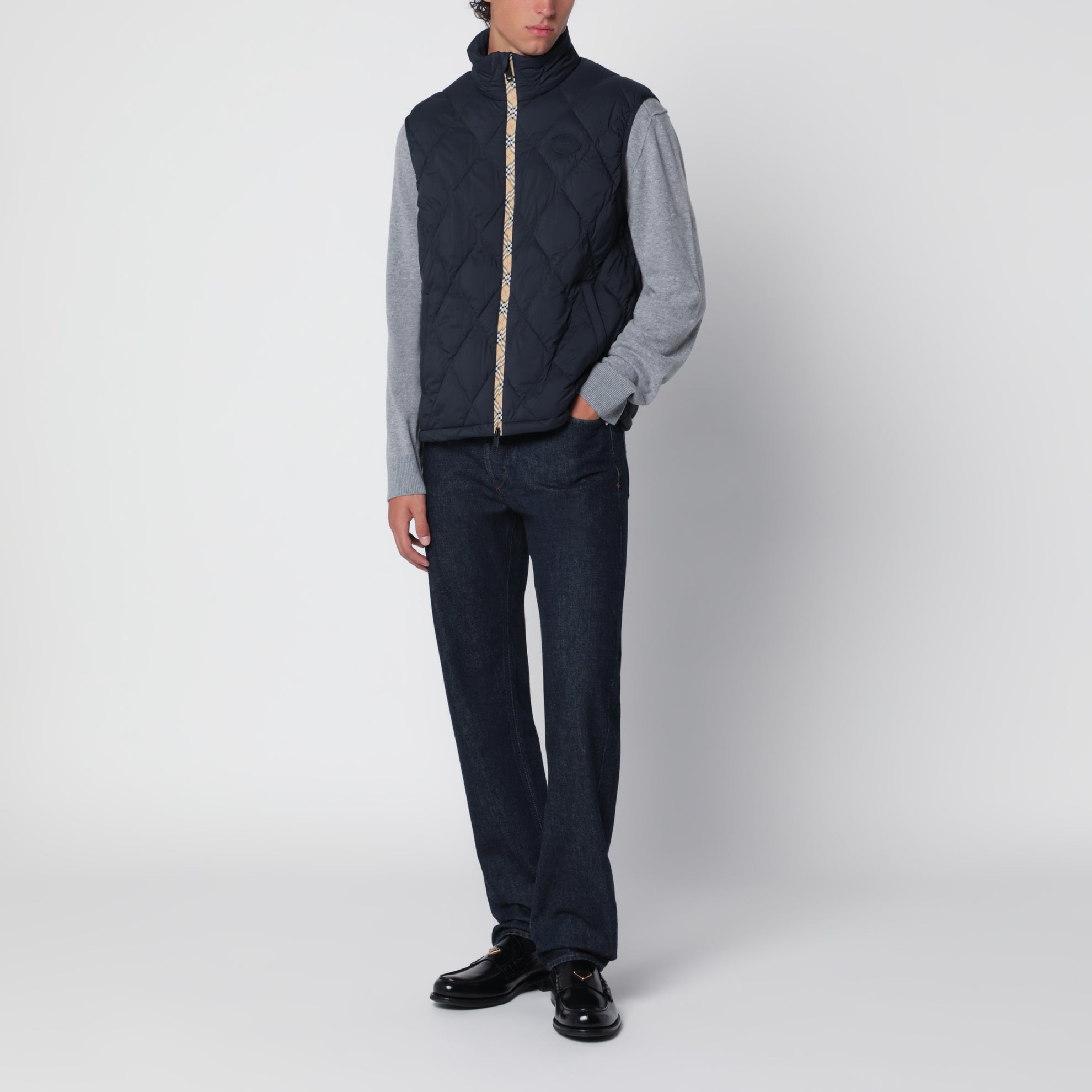 Gilet Acresford navy in nylon trapuntato