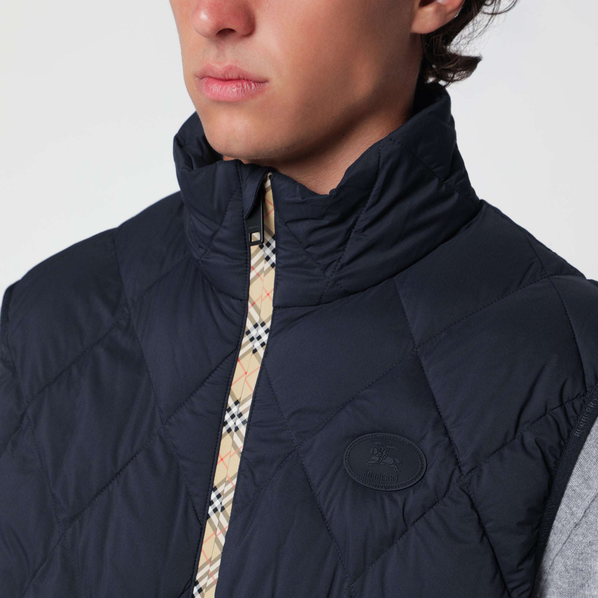 Gilet Acresford navy in nylon trapuntato
