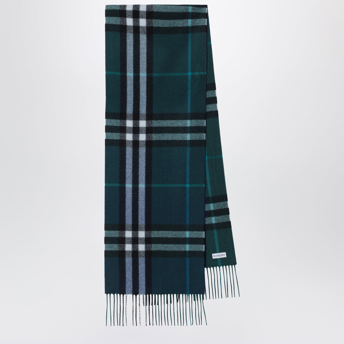 Blue cashmere scarf with shaded Check