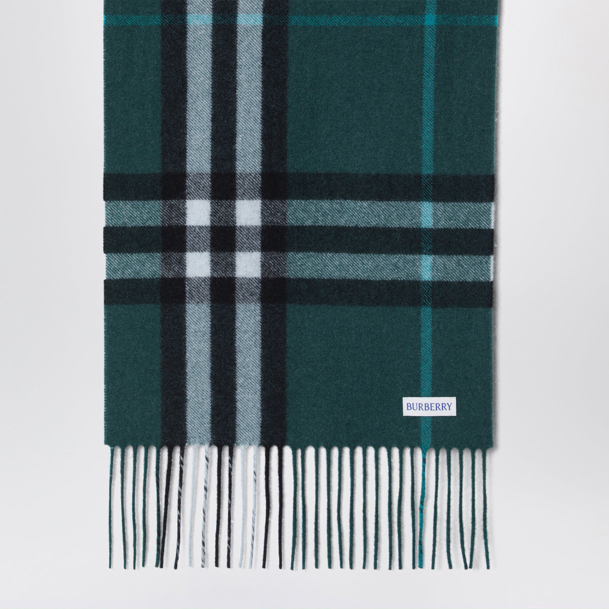 Blue cashmere scarf with shaded Check
