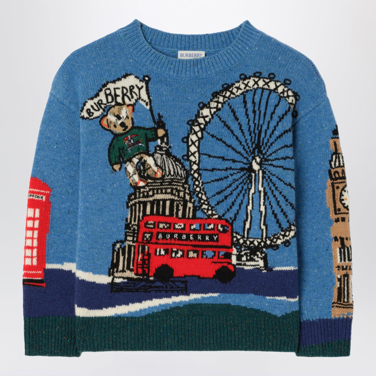 London Bear light blue wool blend sweater