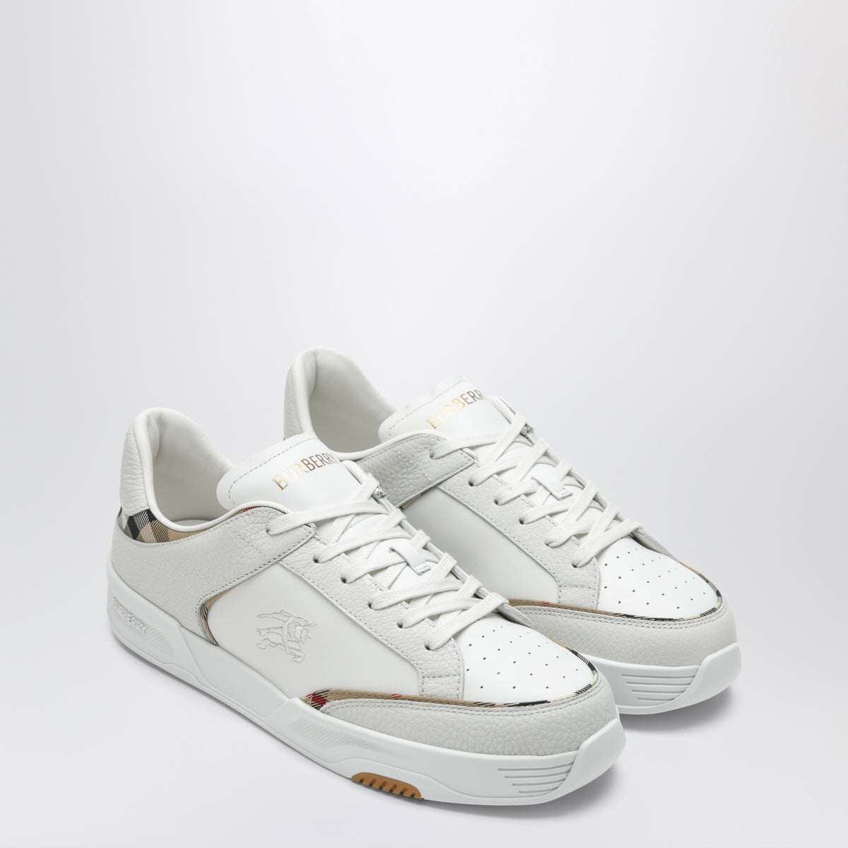 Sneaker Harrow bianche e beige in pelle e nylon