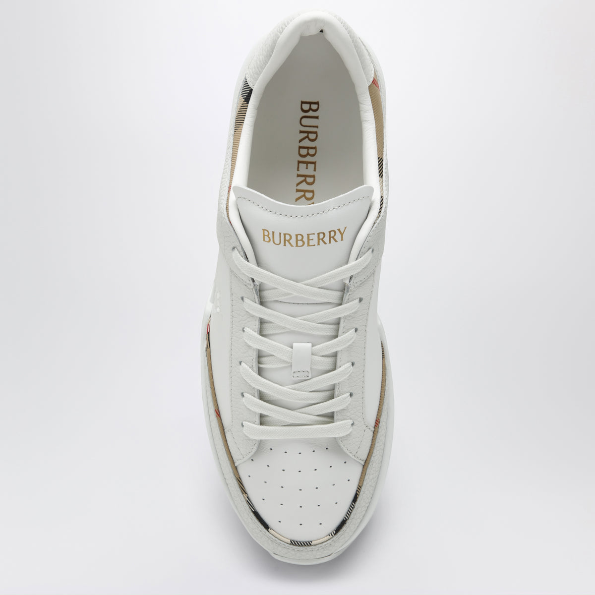 Sneaker Harrow bianche e beige in pelle e nylon