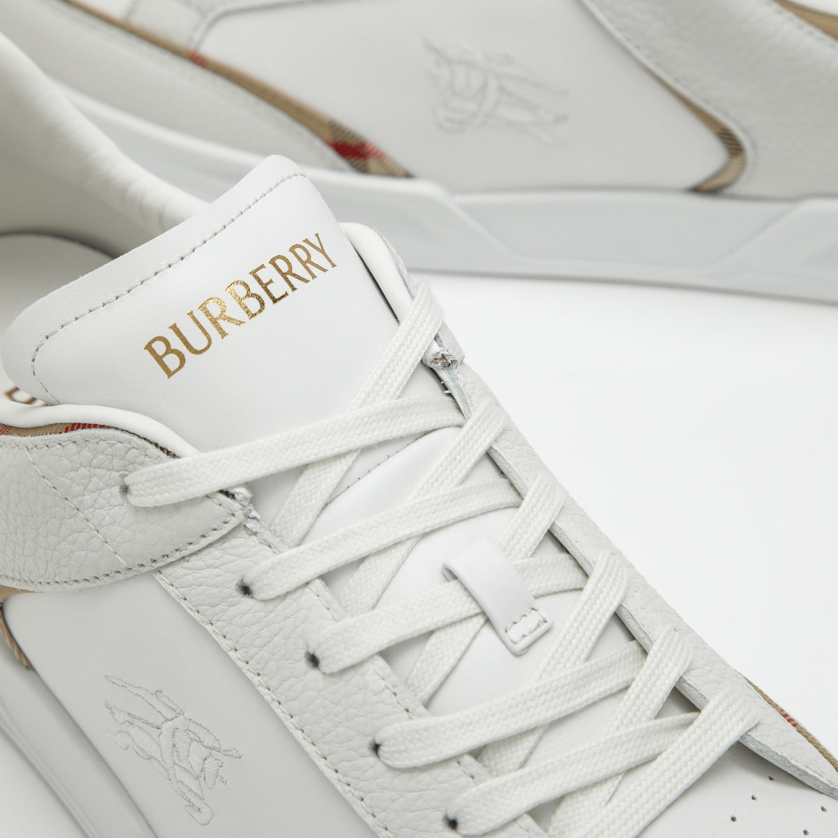 Sneaker Harrow bianche e beige in pelle e nylon