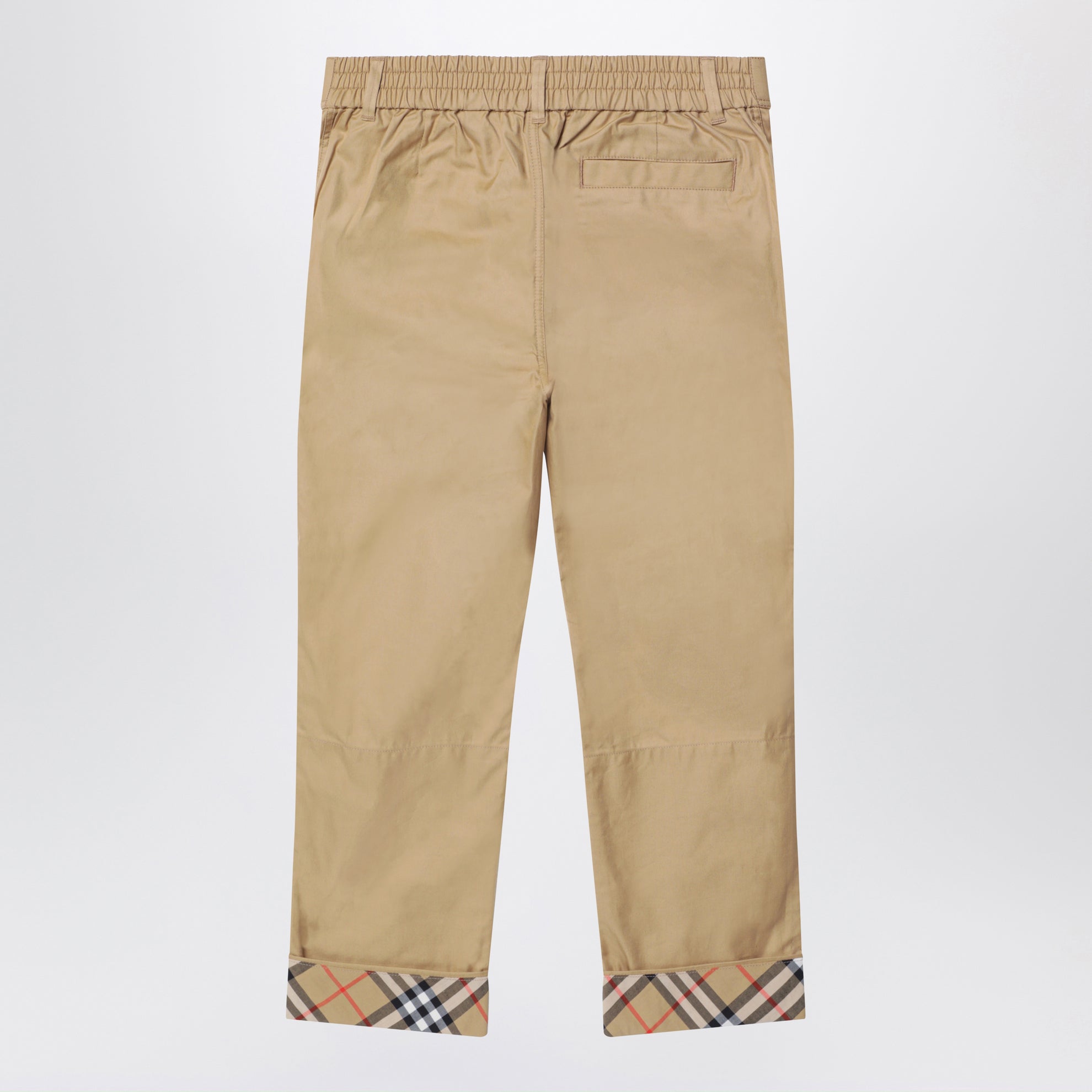 Pantaloni beige con risvolto con motivo Check
