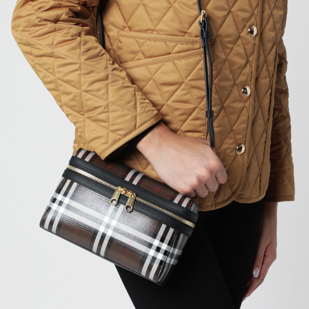 Sac Vanity Check marron en coton enduit