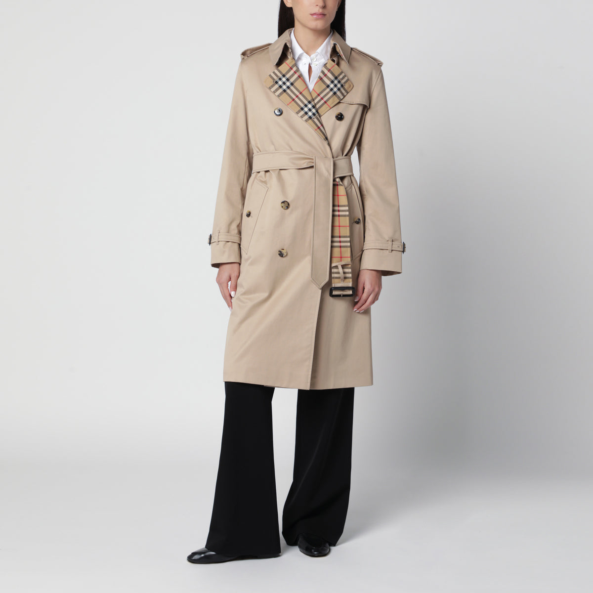 Trench Lakefield lungo beige in cotone