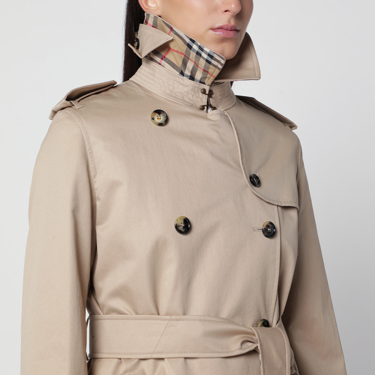 Trench Lakefield lungo beige in cotone