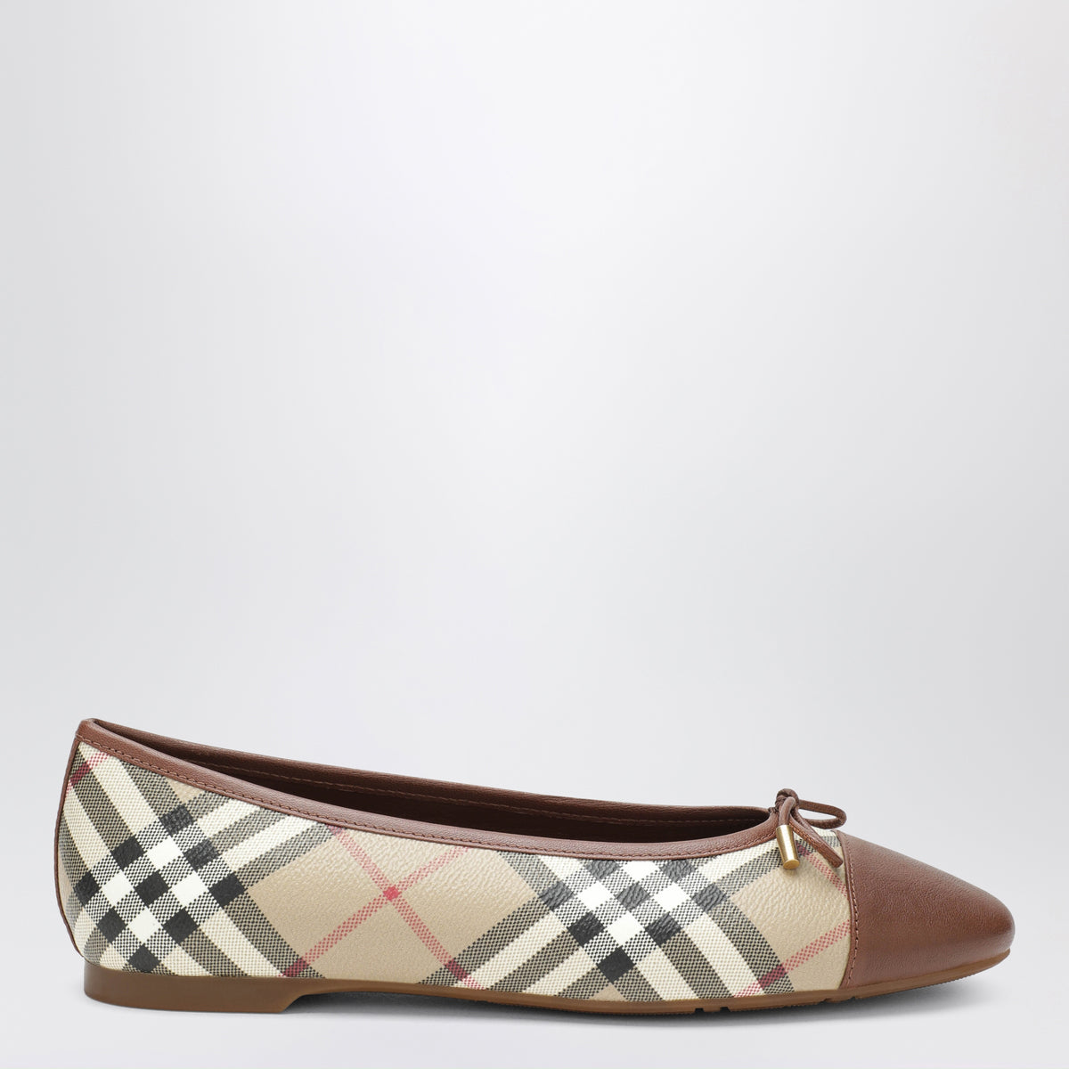 Ballerines Highgate beiges en toile Check et cuir