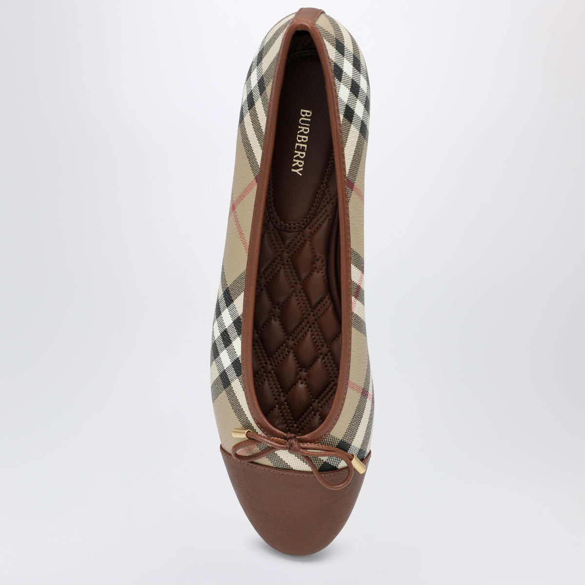 Ballerines Highgate beiges en toile Check et cuir