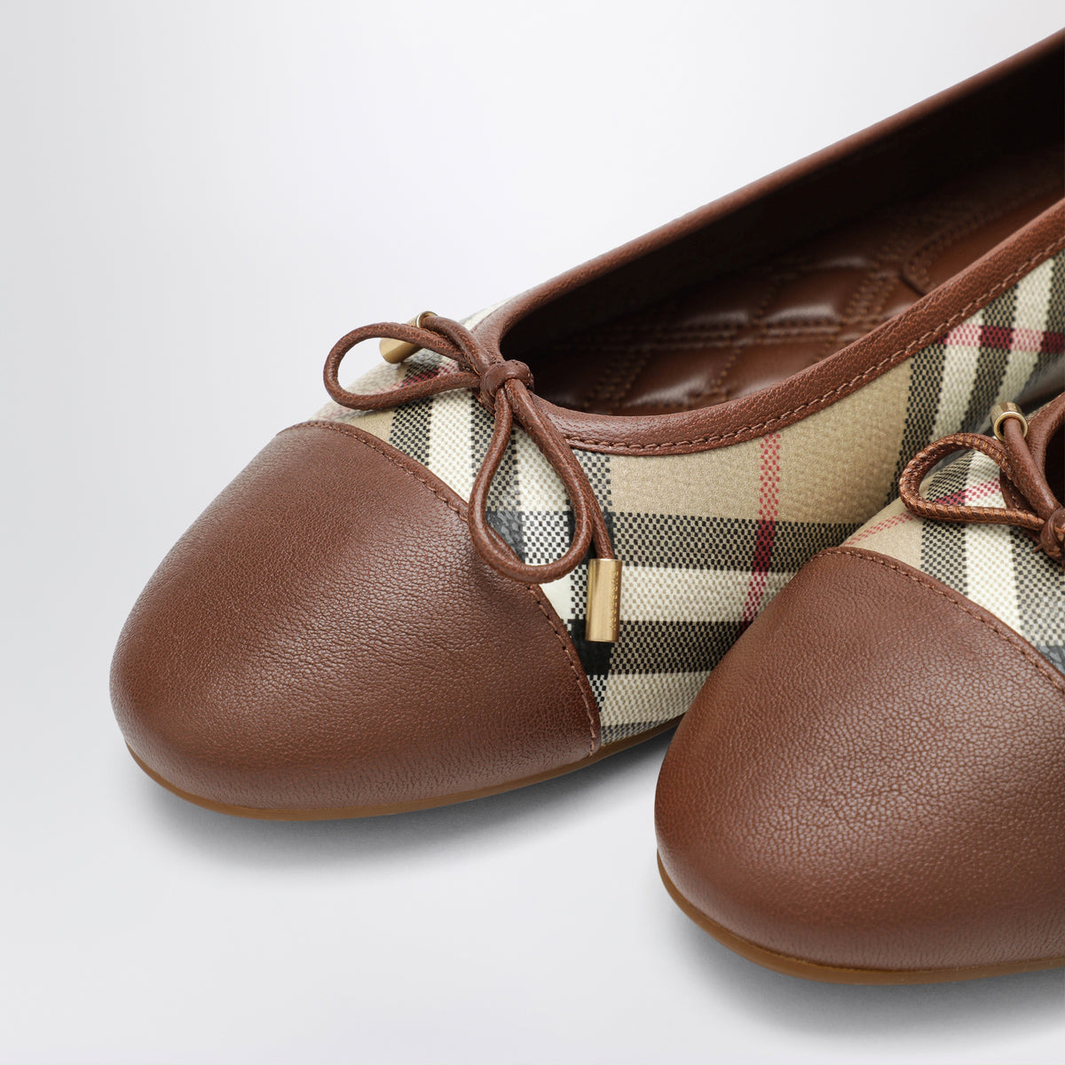 Ballerines Highgate beiges en toile Check et cuir