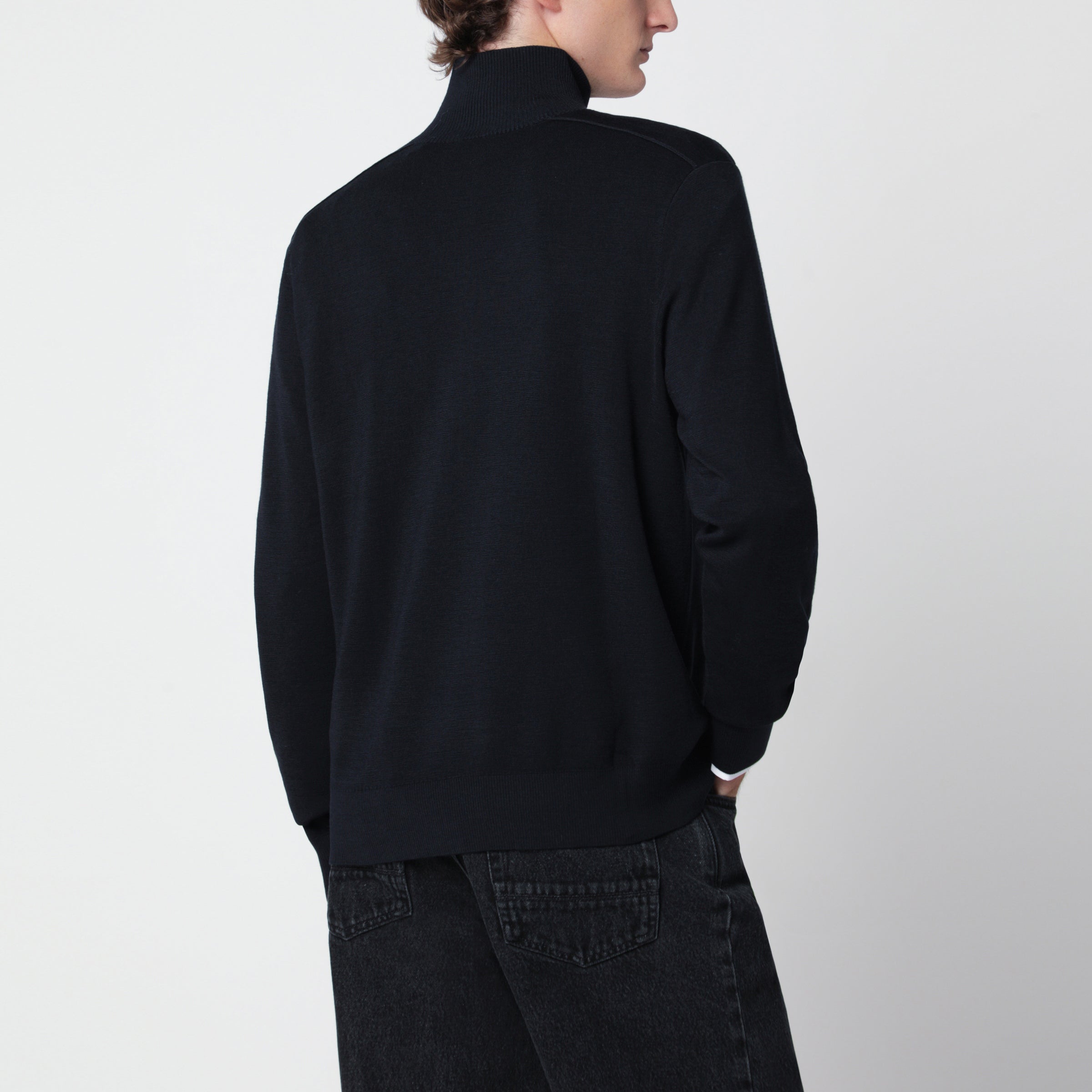 Burberry Navy blue wool sweater with half zip | TheDoubleF