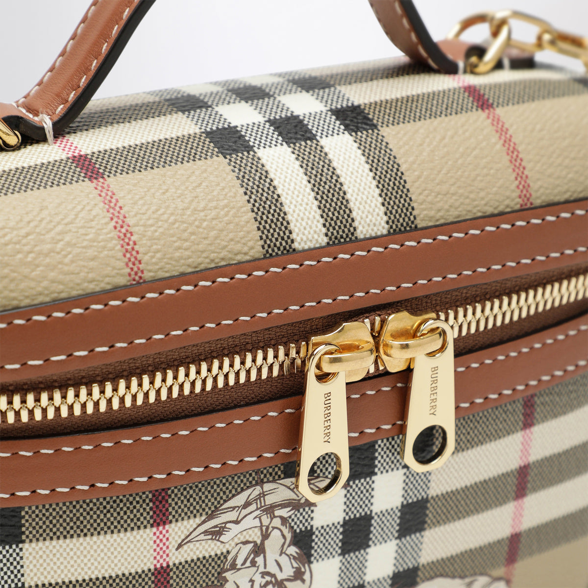 Beige Check Mates Mini-Vanity-Tasche