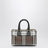 Borsa bowling mini Check marrone in cotone