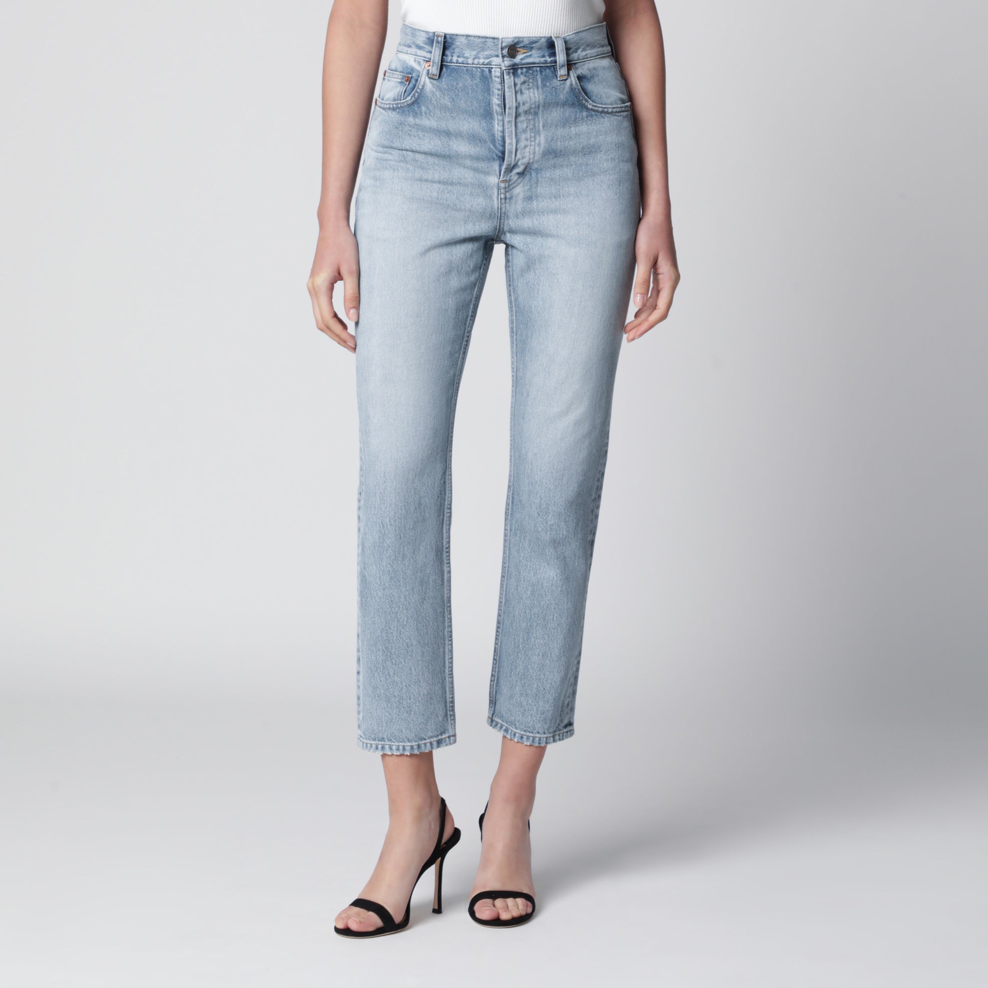 Jeans corti anni ’90 in denim blu