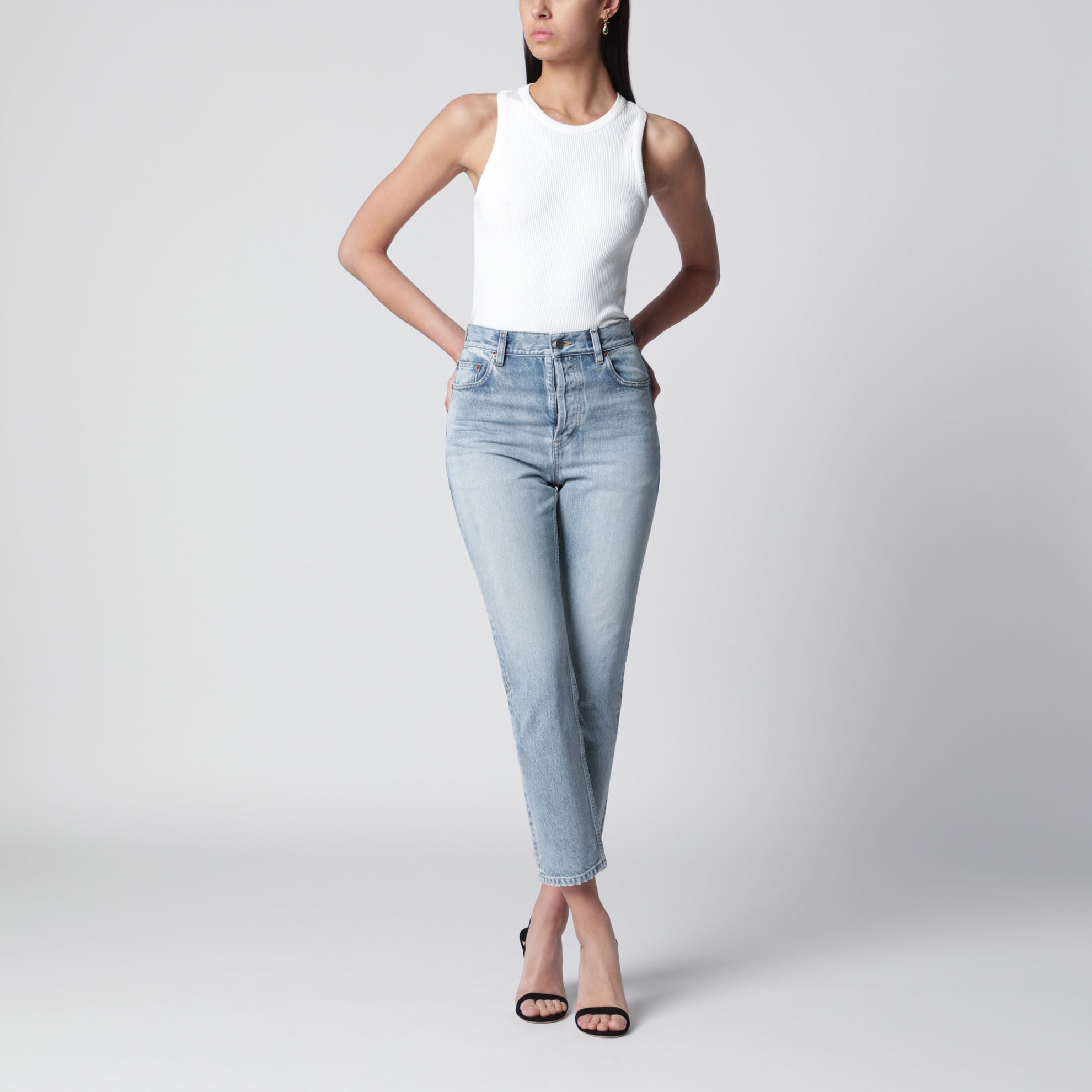Jeans corti anni ’90 in denim blu