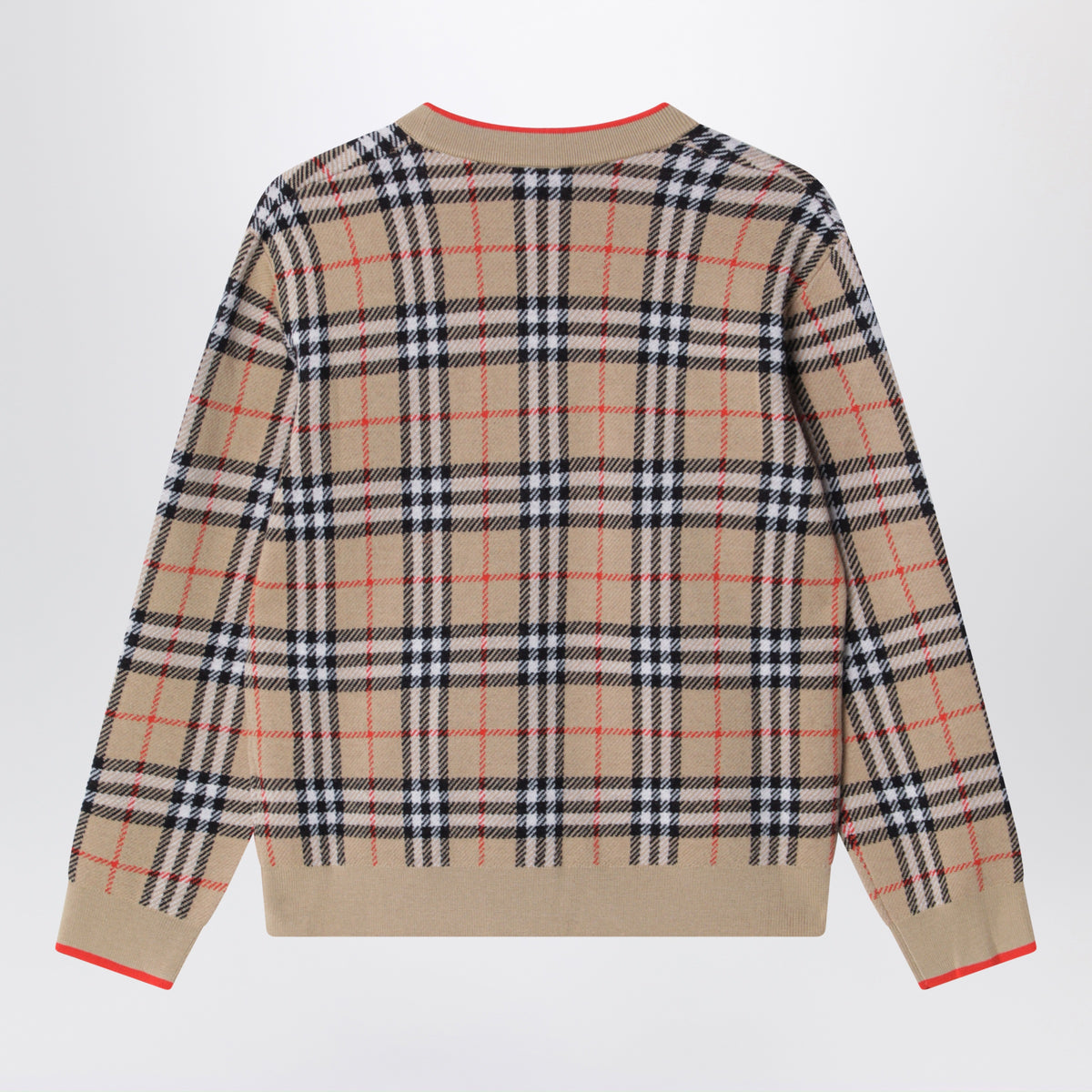Beige Burberry Check cardigan in wool