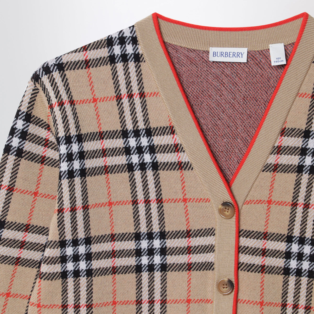 Beige Burberry Check cardigan in wool