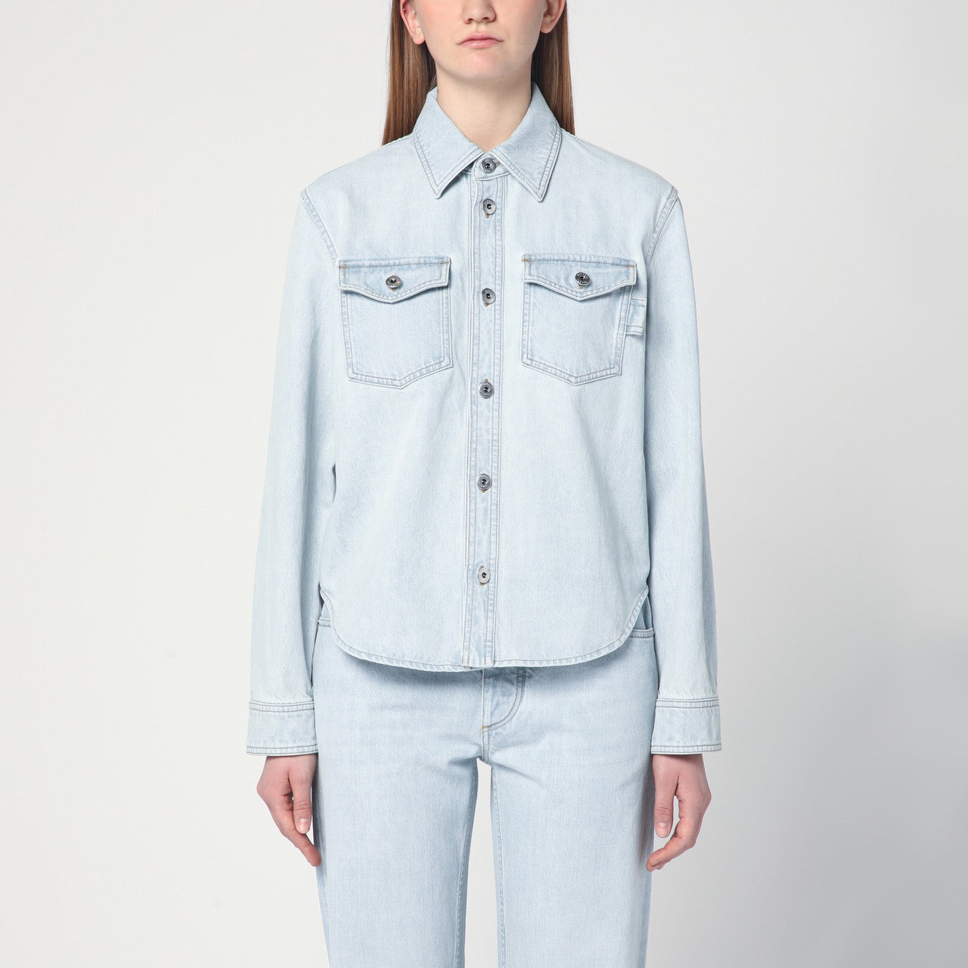 Camicia azzurra in denim Extra Bleach.