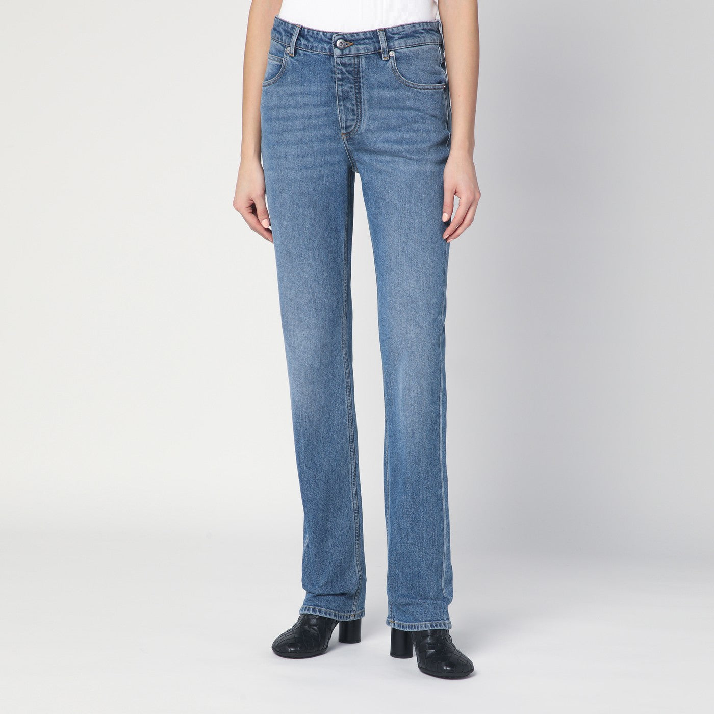 Blue jeans with Intrecciato patch