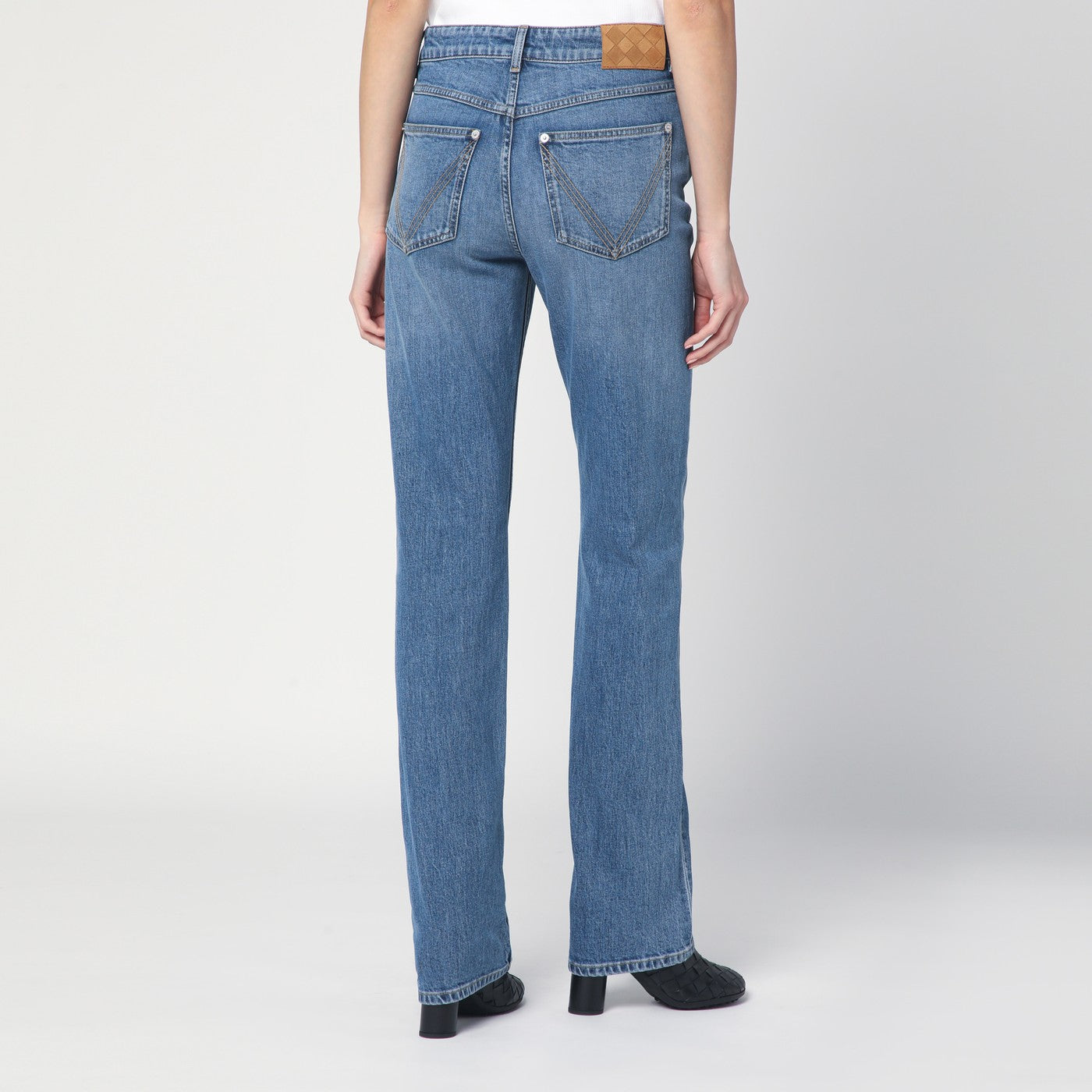Blue jeans with Intrecciato patch
