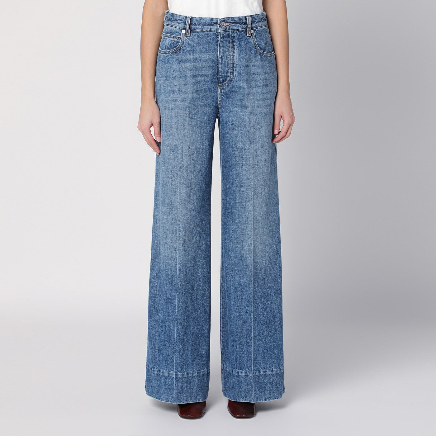 Jeans palazzo bleu moyen