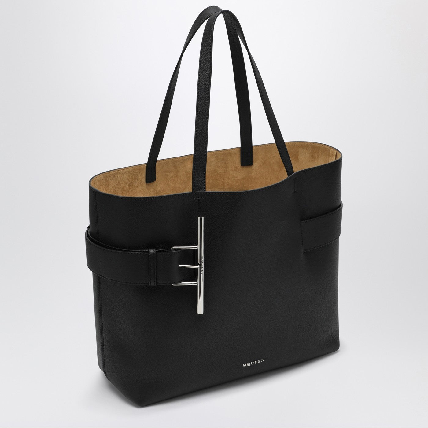 Borsa shopper McQueen Sling T-bar nera