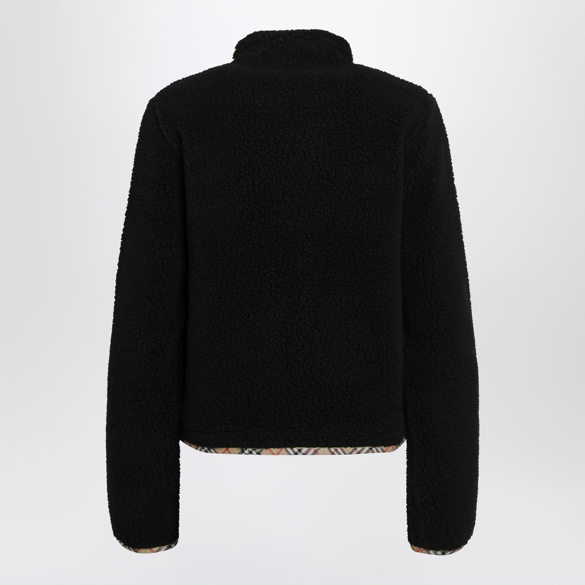Giacca con zip nera in pile effetto teddy