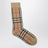 Beige Check socks in cotton and cashmere blend